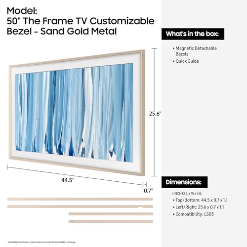 Image of Samsung 50 inch The Frame Customizable Bezel (2026 Model), Magnetic, Easy Installation, VG-SCFH50SGMZA, Sand Gold Metal