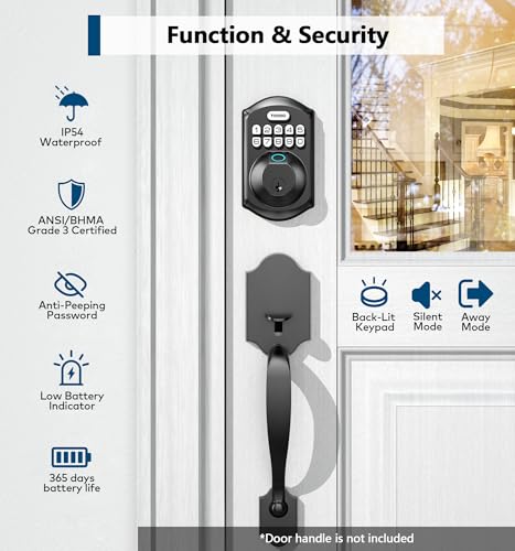 TEEHO TE002 Keyless Entry Deadbolt - Electronic Keypad Door Lock - Easy Matte Black Installation