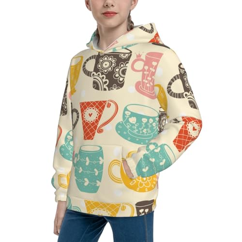 Vintage Cup Kid Hoodies Boys Sweatshirts Girls Pullover with Pocket2