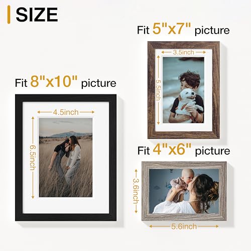 Image of Vittanly 12 Pack Picture Frames Collage Wall Decor for Mounting or Tabletop Display, Gallery Wall Frame Set for Family, Multi Sizes Including 4pcs 8x10, 4pcs 5x7, 4pcs 4x6, Black, Brown and Dark Grey