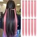 TOFAFA 22 inch Colored Hair Extensions straight Hairpiece,Multi-colors Party Highlights Clip in Synthetic Hair Extensions (10pcs Princess Pink)