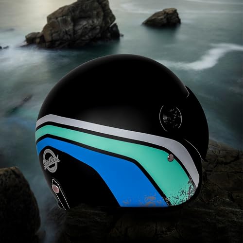 Image of Steelbird SBH-54 Retro Rustic ISI Certified Open Face Helmet for Women and Men Motorbike Helmet