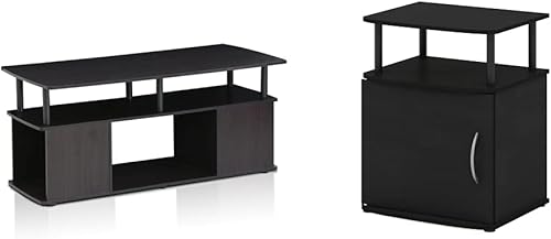 Miniatura 9 de Furinno Jaya Utility Design Mesa auxiliar con soporte de entretenimiento grande para TV de hasta 55 pulgadas, madera negra