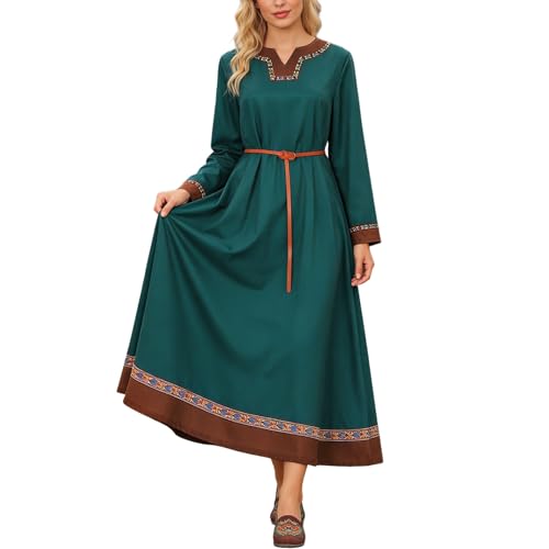 Vestido medieval de manga larga victoriano y disfraz de vikingo para mujer