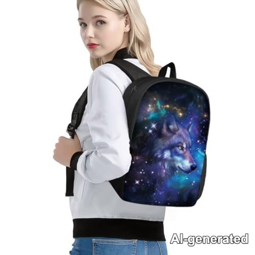 Sac à dos d'école grande capacité chaqlin Galaxy Wolf fille garçon