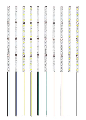HUAZIZ 10 Pezzi 200mm Pre Cablato Striscia 2835 LED SMD, Modellismo LED, Luce Autoadesiva 12-18V, Bianco/Rosso/Giallo/Blu/Verde