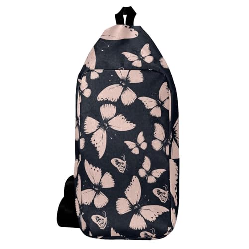 Mochila bandolera sin costuras con mariposas rosadas bolso multicolor ergonómico