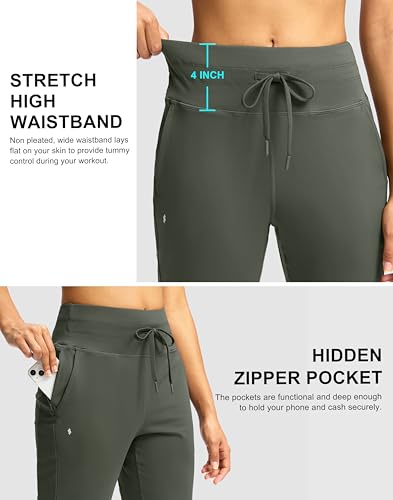 Image of Soothfeel Womens Joggers with Zipper Pockets High Waisted Sweatpants Athletic Leggings Pants for Workout Running Yoga