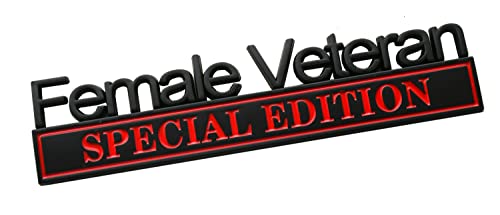 Image of Female Veteran Edition Special Emblem Car Decal, Warrior Soldier 3D Sticker, Female Veteran Special Edition Letters Car Badges, Accessories (Black /Red)