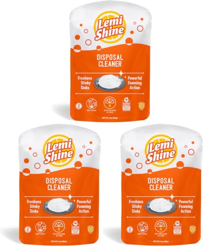 Image of Lemi Shine Garbage Disposal Cleaner and Deodorizer Powered By Citric Acid | Foam Cleaner For Kitchen Garbage Disposal with a Natural, Fresh Lemon Scent (2 Count) (Pack of 3)