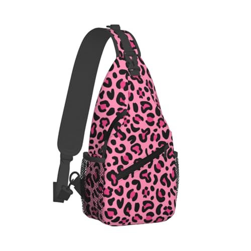 Sac banane à bandoulière léopard rose avec sangle réglable confort