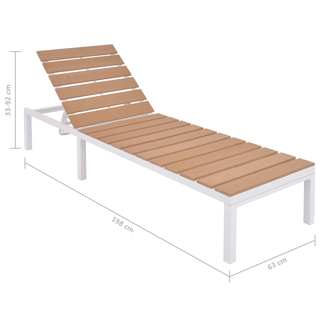 Leżak aluminiowy i WPC brązowy regulowany z 5 pozycjami, odporny na warunki atmosferyczne i ergonomiczny, idealny do ogrodu, na taras, balkon, basen i relaks na świeżym powietrzu