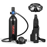 VEVOR Mini-Tauchflasche 1 L, Tragbare Lungenflasche für Unterwasseratmung, Wiederverwendbare Sauerstoffflasche für bis zu 20 Minuten Tauchzeit, Tauchausrüstung mit Rucksack & Schnorchelbrille