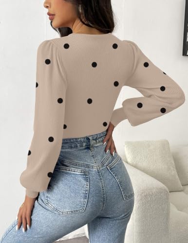 Image of Zeagoo Womens Sweaters Long Sleeve Bodysuits 2026 Fall Crewneck Puff Knit Pullover Tops