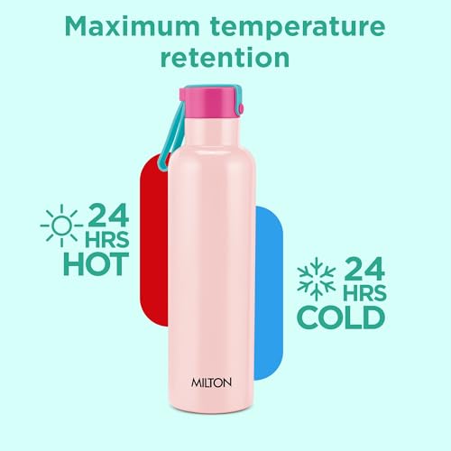 Image of Milton Felice 900 Thermosteel Water Bottle 715 ml, 24 Hr Hot and Cold I Leak Proof Lid, ISI Certified I Vacuum Insulated Flask for Tea, Coffee | Office, Gym, School, Trekking | Travel Bottle I Pink