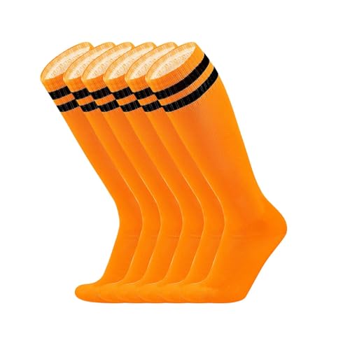 Hotfiary 3 Pairs Kids Soccer Socks Youth Boys Girls Athletic Socks Stripes Knee High Baseball Softball Sports Socks Men Women