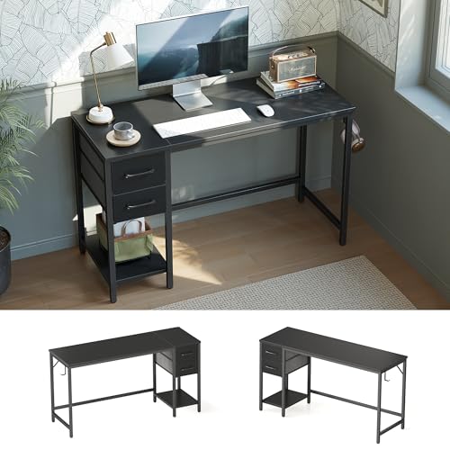 CubiCubi Computer Desk with 2 Drawers, 40 Inch Small Home Office Desk Study Writing Table, Black