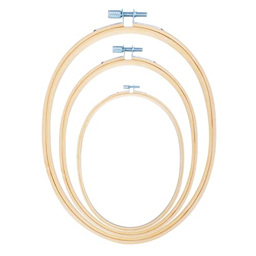 Caydo E-018H 3 Pieces 3 Sizes Oval Embroidery Hoops Adjustable Circle Cross Stitch Hoop Embroidery Frames cover
