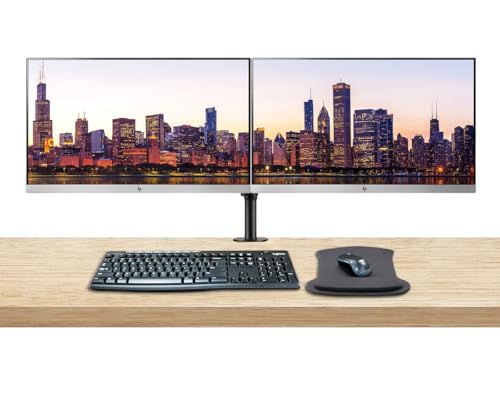 Image of HP EliteDisplay E223 21.5in 1920x1080 (1FH45A8#ABA) FHD IPS LED LCD 2-Pack Monitor Bundle with HDMI, VGA, DisplayPort, MK270 Wireless Keyboard and Mouse, Gel Mouse Pad, Desk Mount Dual Monitor Stand
