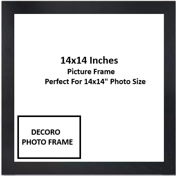 DECORO 14x14 Inch Square Black Photo Frame |Poster Frame |14x14inch Wooden Photo Frame | Square Black Picture Frames | (Black, 14x14 inch)
