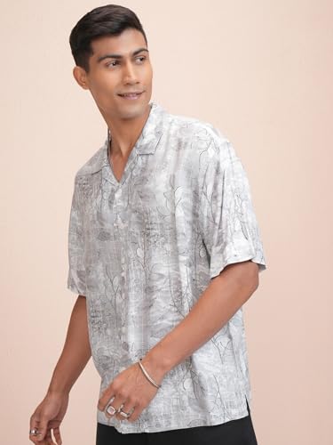 Image of Locomotive Men's Oversized Shirts | Printed | Half Sleeves | Cuban Collar | Casual Shirts | Stylish Shirt