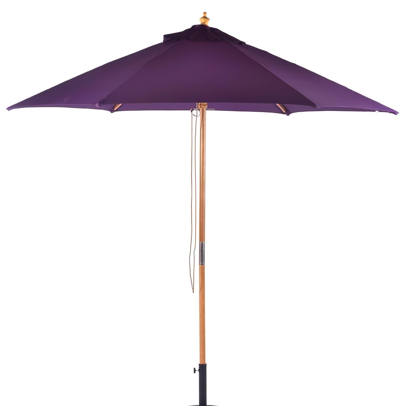 BrackenStyle 2.5m Diameter Wooden Garden Parasol - Pulley Operated Machine Washable UV Blocking 250cm Patio Umbrella (Purple)
