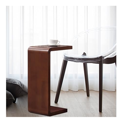 Table d'appoint en forme de C en bois massif pour ordinateur portable et lit - 2