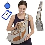 Hands-Free Sling Pet Carrier for Cats and Small Dogs up to 10lbs – Travel Set Includes Foldable Water Bowl & ID Card – Breathable Mesh, Safety Hook & Adjustable Padded Strap for Walking & Travel