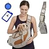 Hands-Free Sling Pet Carrier for Cats and Small Dogs up to 12lbs – Travel Set Includes Foldable Water Bowl & ID Card – Breathable Mesh, Safety Hook & Adjustable Padded Strap for Walking & Travel