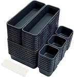 Spice Organiser Drawer Divider Bathroom Organiser Set Drawer Inserts 48 Pieces Separation System Spice Organiser Drawer Black Divider Bathroom Organiser Boxes Set - Image 7