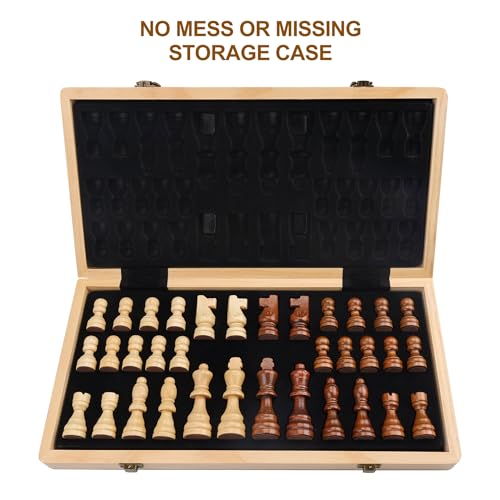 Juego de ajedrez plegable de madera 15 pulgadas miniatura 6