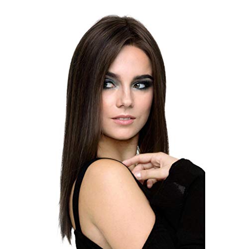 Perruque Perruque, Femmes 58cm Longue Couleur Naturelle Marron Cheveux Raides pour Dames Daily Halloween Cosplay Partie Postiches Cover