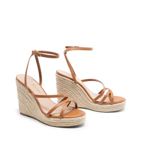 Image of DREAM PAIRS Women's Strappy Espadrille Wedge Sandals | Platform Chunky Heel design,Comfortable Open Toe Wedge Sandals with Cushioned Insole, Fashion Dressy Shoes