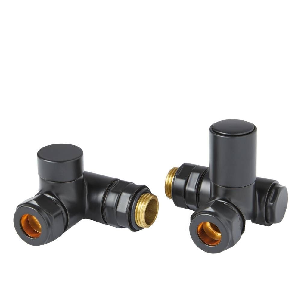 Milano Black Manual Dual Fuel Corner Heated Towel Rail Radiator Valves