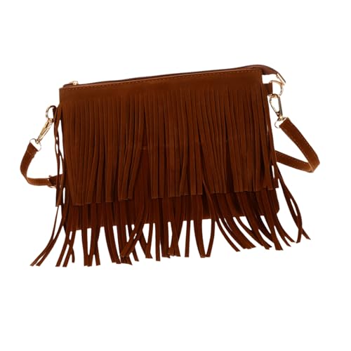 Paquet à bandoulière en polyester bohème avec franges et pompon