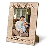 YTCSIHSV Best Mom Ever, Mother Gifts, The Love Between a Mother & Son is Forever Rustic Wooden Picture Frame - 4x6 Inch, Heartfelt Gift for Mom on Christmas Birthday, Farmhouse Office Desk Decor