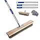 Drahtbesen mit Stiel,Stahlbesen 30 cm,Drahtbesen Bürste für Moosentfernung,Stahldrahtbesen,Strassenbesen Aus Edelstahl,Drahtbürste für Terrasse, Deck, Garten,Dusche, Wand, Garage