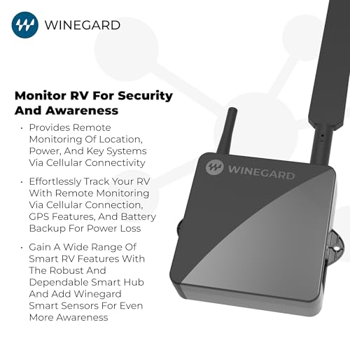Image of Winegard Smart Hub IH-1001 RV Monitoring and Control Interface - Indoor with GPS Geofencing Power Alerts - Internal Battery Backup Bluetooth Sensor Connectivity