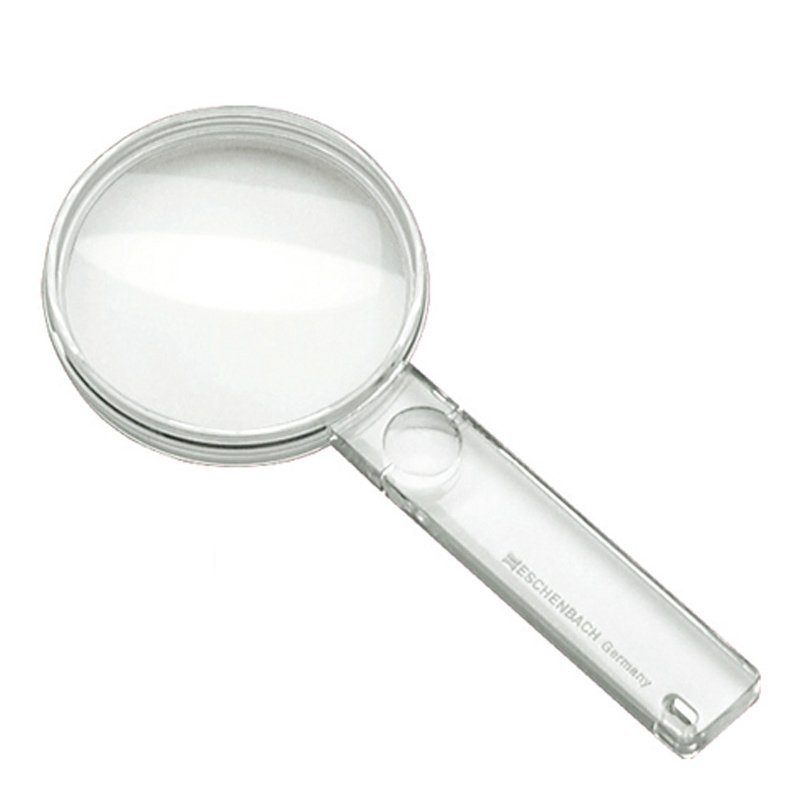 Eschenbach 2612407 - Reading magnifier with additional lens in handle, Excellent orientation on reading material due to transparent frame, Dimensions Lens: Ø 45 mm, Magnification: 3,25x, Dioptre: 9
