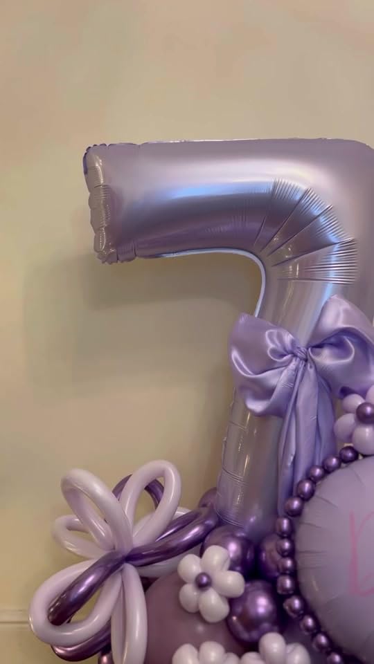 Image of Lilac 7 Balloon, Number Balloons 40 Inch, Lavender 7th Birthday Decorations, Party Decoration for Women, Number 7 Balloon