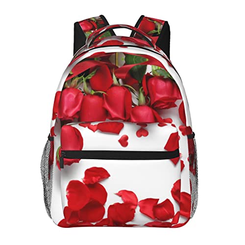 Sac à dos ordinateur portable grand volume anti-chocs imprimé rose rouge et noir