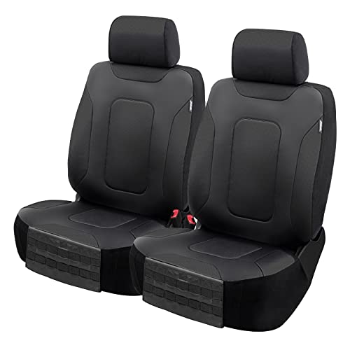 Image of LPI Truck Colton Heavy Duty Truck Seat Covers for Front Seats, Fits Full-Size SUV or Truck, Built-in Molle Style Organizer, Semi-Custom Fit, Faux Leather, 2pcs, Black