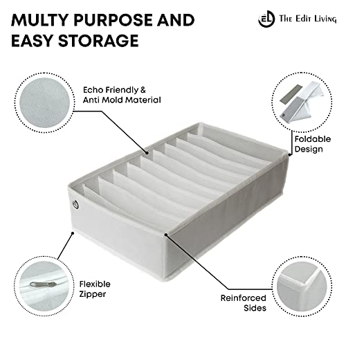The Edit Living Drawer Organizer - Multipurpose Storage Drawer Organizers - Clothes Organizer For T-Shirts, Tank Tops, Activewear - 10 Cells Storage Organizer - White - Set Of 3 #TOP4