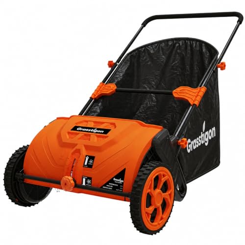 Grasstigon 21-Inch Manual Push Lawn Sweeper, Leaf Collector for Grass Clippings, Leaves & Debris,...