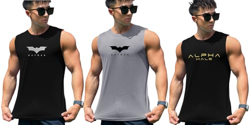Image of Men's Sandow Sleeveless Vest - Slim Fit Ribbed Cotton Blend Tank Top - Lightweight Crew Neck Gym Workout Undershirt for Summer
