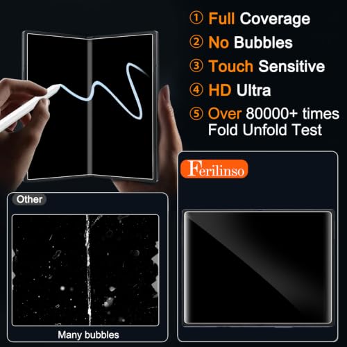 Image of Ferilinso Screen Protector for Samsung Galaxy Z Fold 8, Tempered Glass Back | 3 Pack, 9H+ Hardness, Military-Grade Shatterproof, Case Friendly, Easy Installation Bubble Free, with Camera Lens Protector