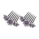 LOORGVEL 2個ラインストーン付き花のヘアコーム ウェディングヘアサイドコーム 女性用ヘアアクセサリー 花の櫛の頭飾り