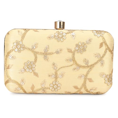 Image of LONGING TO BUY Hand Crafted Designer Box Clutch - Zari Embroidery For Women