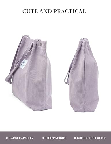 Image of TOPASION Cute Corduroy Tote Bag Canvas Shoulder Handbags for Women Travel Shopping