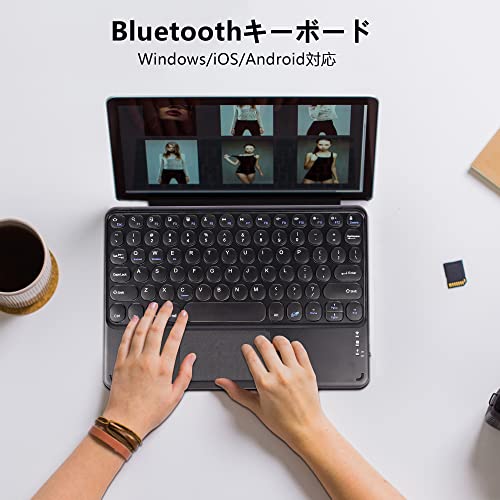 Bluetooth キーボード ipad タブレット用 タッチパッド付き USB充電 薄型 小型 コンパクト 軽量 可愛い windows/ios/android対応 (ブラック)